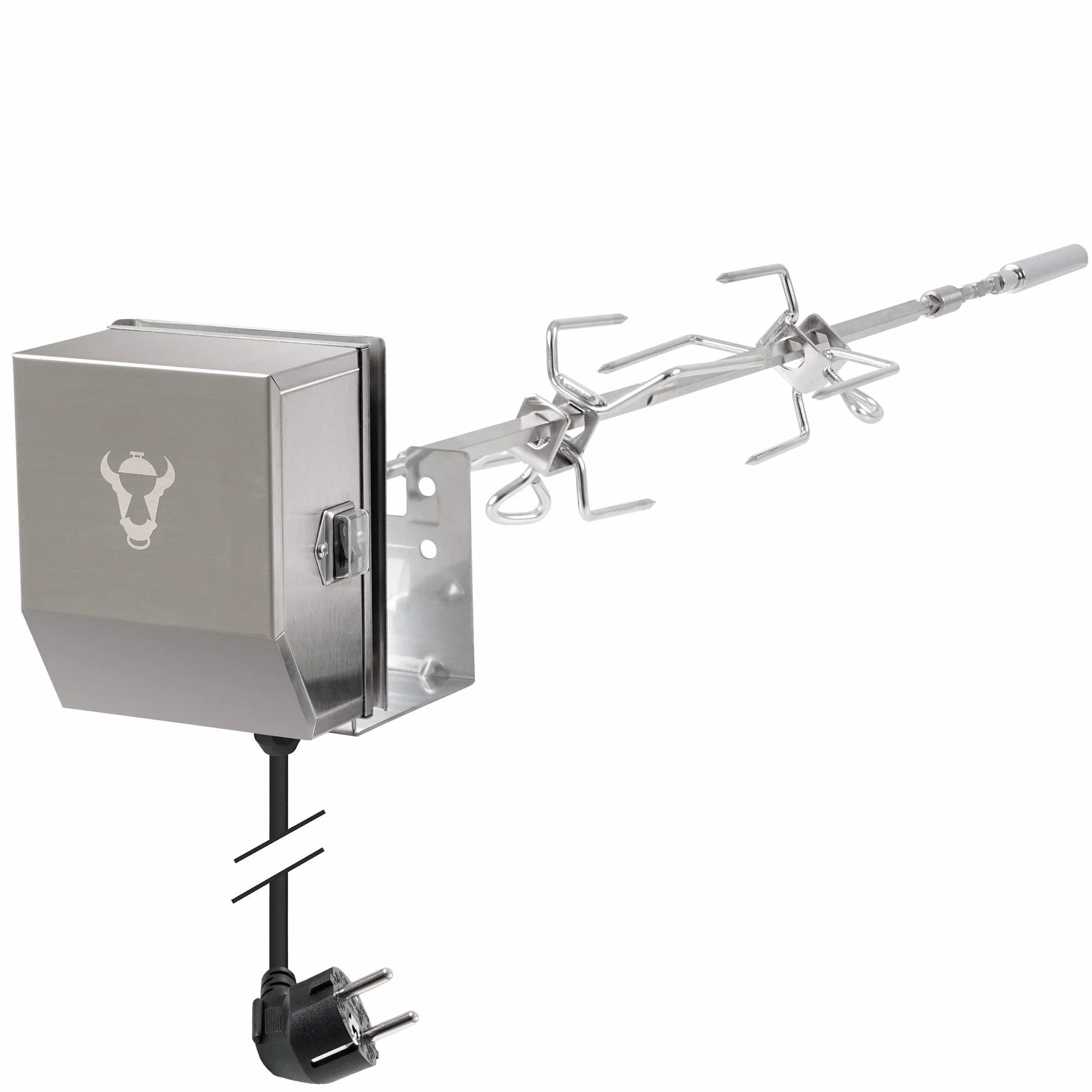 BBQ-Toro Set di spiedini in acciaio inossidabile adatto per Weber Spirit II Gas Grill I con 2 aghi per carne, manico e motore I Spiedo per girarrosto