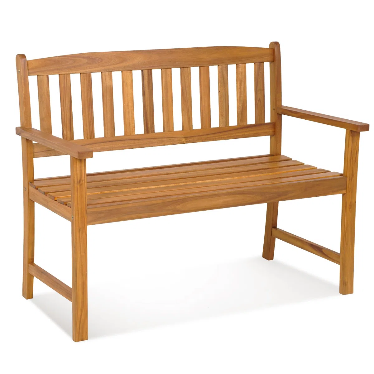 GIANTEX Panchina per 2 Persone in Legno di Acacia, Poltrona a Doghe per Esterni con Braccioli, Schienale, Struttura Robusta, Comoda Sedia per Patio, Cortile, Giardino (Modello 4)