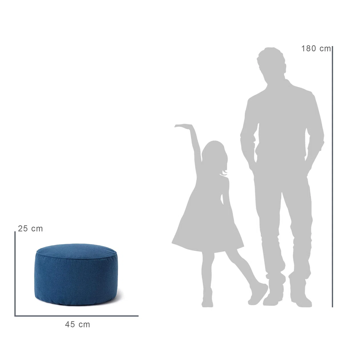 Lumaland Pouf (50 l) - Pouf compatto con funzione 3 in 1: sgabello comodo, tavolo pratico e poggiapiedi interno elegante - Con imbottitura flessibile in polistirene espanso - Diametro: 25 x