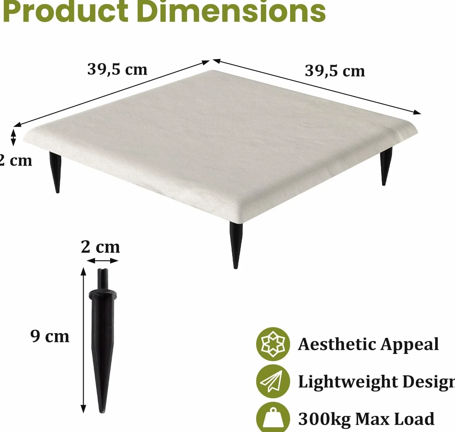 LIFEZEAL 16 Pezzi Pietre da Giardino con 4 Picchetti, Piastrelle per Esterno 39,5 x 39,5 cm, Pietre Decorative in PP Resistente per Passerelle da Giardino e Passeggiate Esterne (Beige,16)