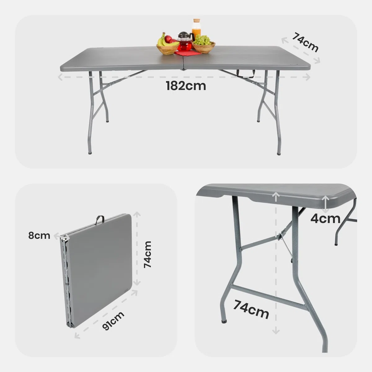 AREBOS Set tenda da birra 3 pezzi tavolo + 2 x panca | set tenda per interni - esterni | set tavolo da birra | pieghevole e con maniglia per il trasporto tavolo da campeggio | Antracite