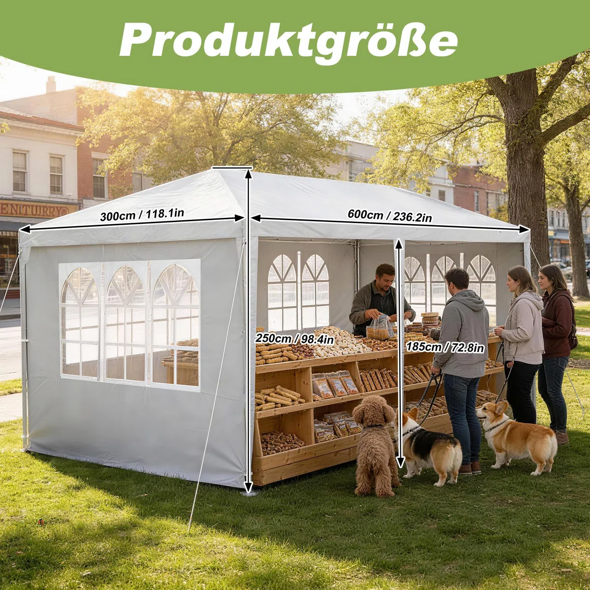 ACXIN Gazebo da giardino, 3 x 6 m, con 6 pannelli laterali, impermeabile, robusto telaio in acciaio, protezione solare e resistente alle intemperie, tessuto Oxford, gazebo da giardino o barbecue per