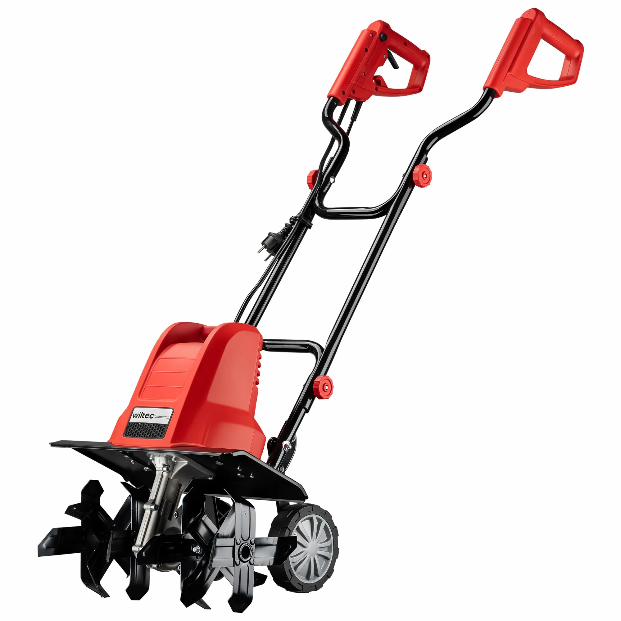 Wiltec Motozappa elettrica per giardino, 1500 W 400 rpm, 24 lame, Elettrozappa Fresa per orto