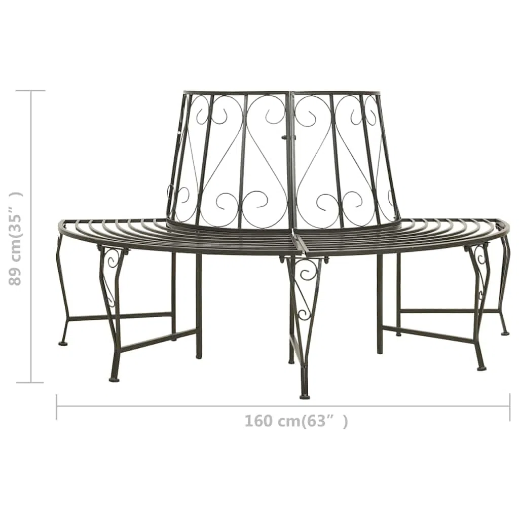 vidaXL Panchina Semicircolare per Albero 160 cm in Acciaio