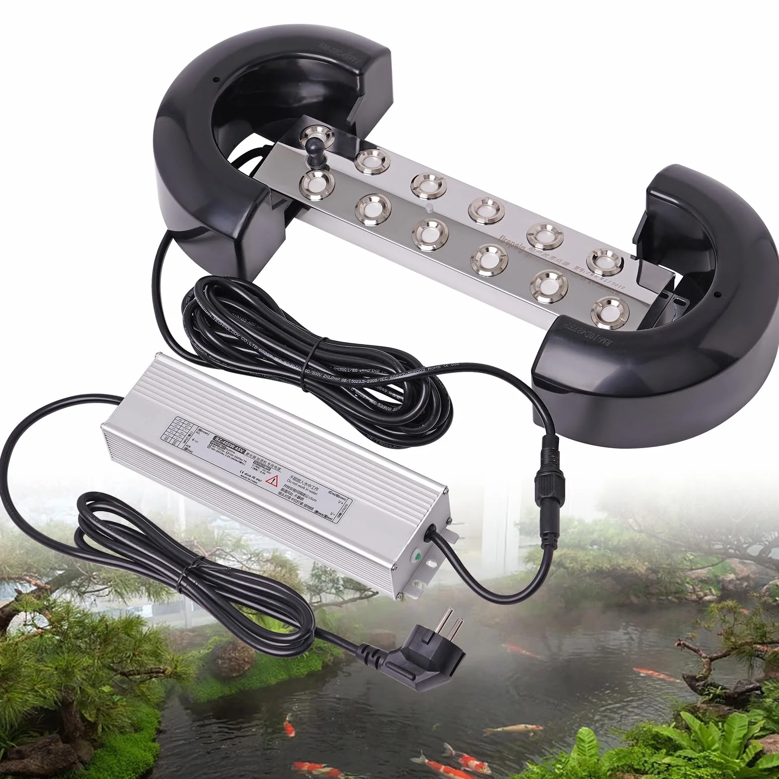 Creatore di Nebbia 12 Teste Nebulizzatore Ultrasonico con Alimentatore di Rete Impermeabile da 400W Dispositivo di Nebbia Pesante 8,5 L/H Umidificatore per Giardino Paesaggi Serre
