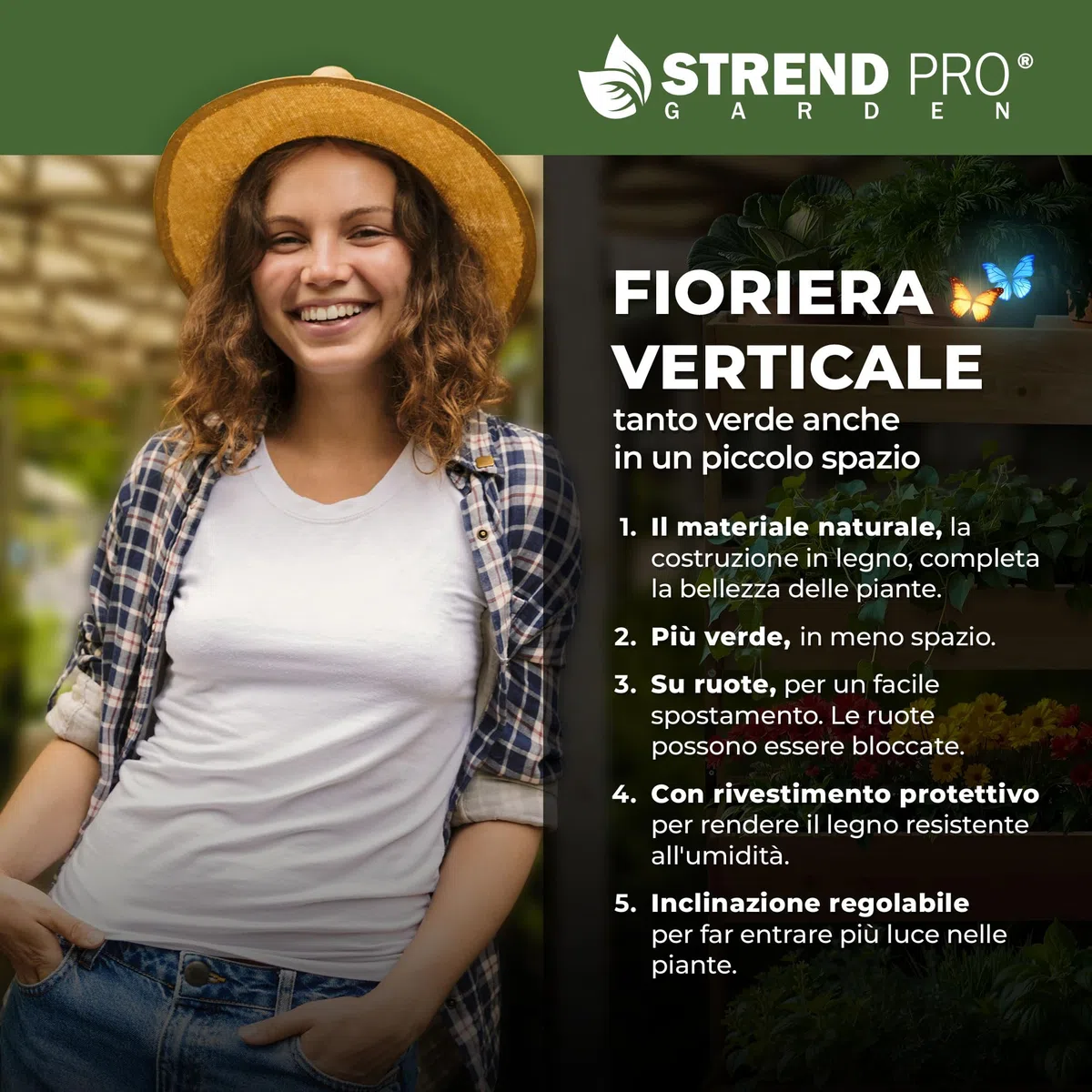 STREND PRO Balcone aiuola rialzata a 4 livelli LEGNO | 147x85x45 cm (AxLxP) | Aiuola verticale resistente alle intemperie Scala per piante da esterno | Aiuola per balcone per fiori, erbe aromatiche