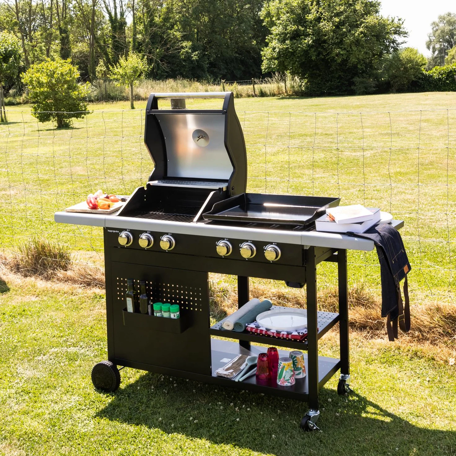 Barbecue duo a gas VESUVIO - 3 bruciatori + plancha 3 bruciatori - 18kW