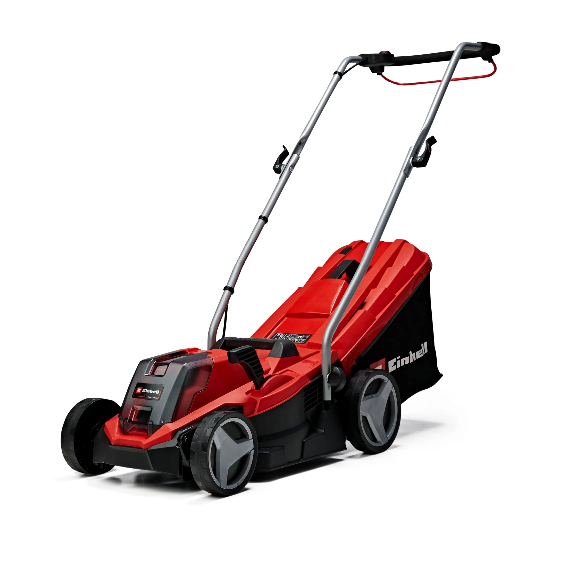 Einhell GE-CM 18/33 Li - Kit (1x4,0Ah) Tagliaerba a batteria Power X-Change (18 V, 4,0 Ah, taglio 33 cm, raccolta 30 L, ruote ant. 150 mm, post. 180 mm, incl. batteria da 4 Ah e caricabatteria)