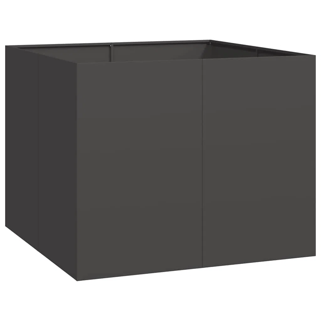 vidaXL Fioriera Nera 100x100x80 cm in Acciaio, Vaso per Piante, Supporto per Piante, Letto rialzato, Supporto per fioriera, Vassoio per Piante