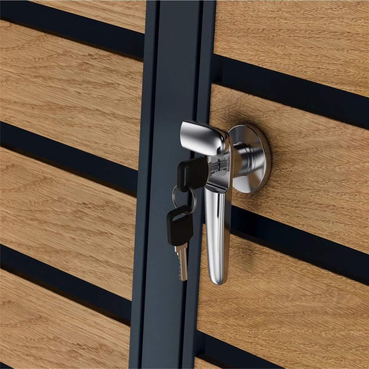 Metzler box pattumiere design antracite & effetto legno 3x240L, acciaio verniciato a polvere, robusto e chiudibile
