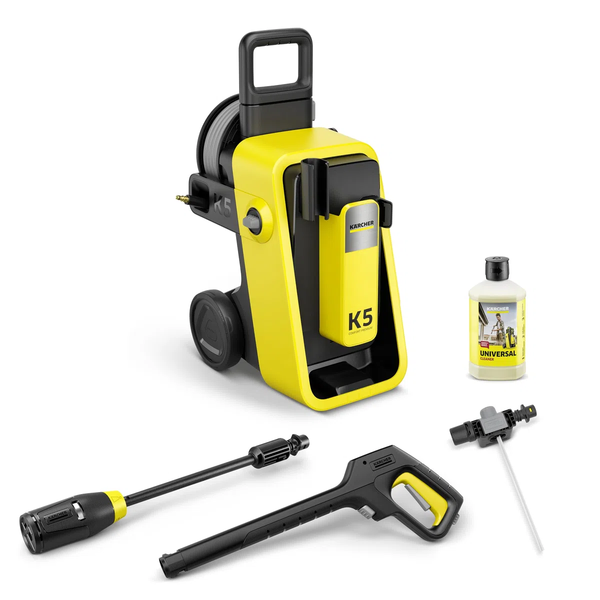 Kärcher idropulitrice K 5 Comfort Premium, pressione: 145 bar, portata: 500 l/h, superficie: 40 m²/h, peso: 18 kg, tubo ad alta pressione extra flessibile, avvolgitubo, Multi Jet 4-in-1