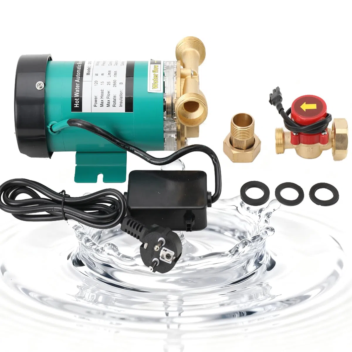 Pompa di aumento della pressione da 120 W, Pompa Booster per Aumento Pressione Acqua per Doccia, Irrigazione Giardino, Lavatrice, Modello 20GR-15, 25 l/min