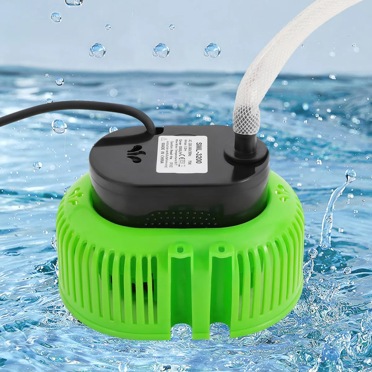 Pompa di copertura per piscina fuori terra, 75 W, pompa per acqua sporca, pompa per laghetto, pompa per piscina, pompa dell'acqua per lo svuotamento pelvico (verde)