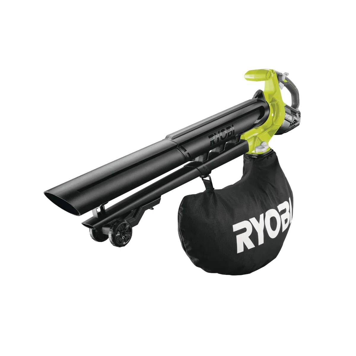 Ryobi Soffiatore Aspiratore Brushless a Batteria 18V ONE+, Aspiratore e Soffiatore 2-in-1, con Lame Metalliche Tritura Foglie, Sacco di Raccolta Incluso, Batteria Non Inclusa, OBV18