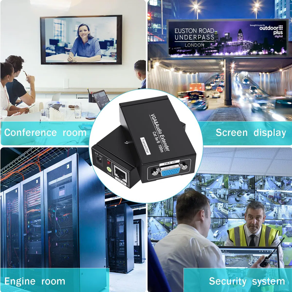 VGA over Ethernet, Jaremite 91,4 m VGA Extender trasmettitore ricevitore over CAT5e CAT6 cavo Ethernet (fino a 100 m, trasmettitore + ricevitore) nero Sender+Receiver 328ft/100m