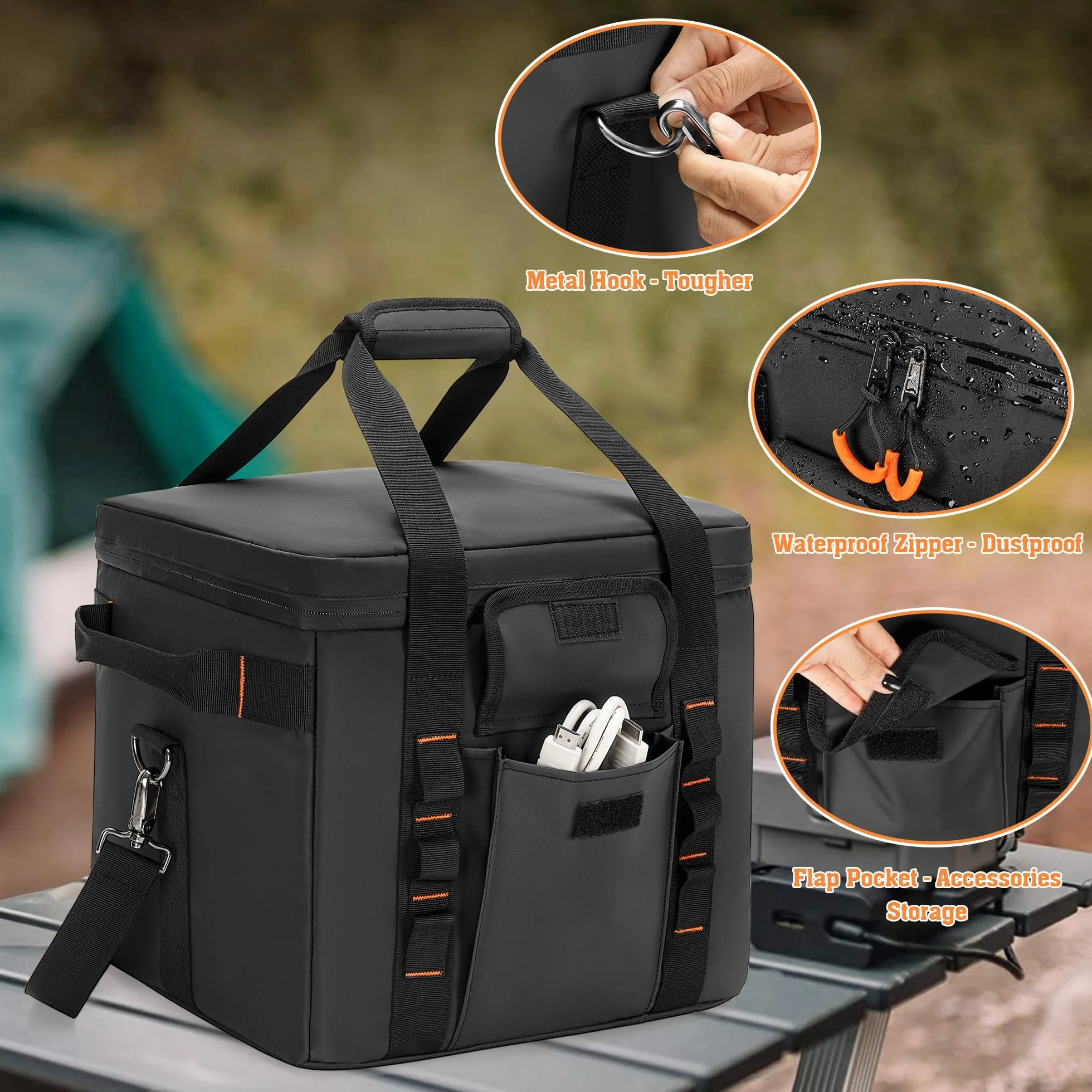 Trunab Custodia da Trasporto Resistente all'Umidità Compatibile con Jackery Explorer 300/500/1000/1000 Pro/ECOFLOW River2/River2 Pro/River2 Max, Borsa per Generatore Scolastico con Divisori Regolabili
