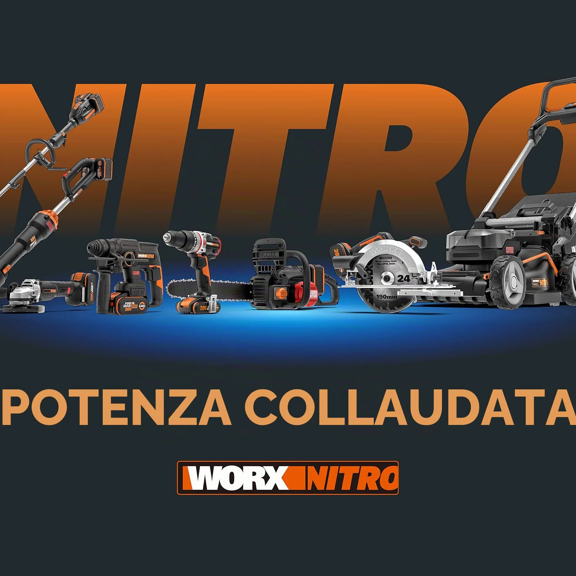 WORX Nitro WG543E.1 - Soffiatore professionale a batteria, 20 V, motore brushless 2.0, max. 209 km/h, 2 livelli di velocità, con batteria PowerShare da 4,0 Ah, caricatore e kit per grondaie GUTTERPRO