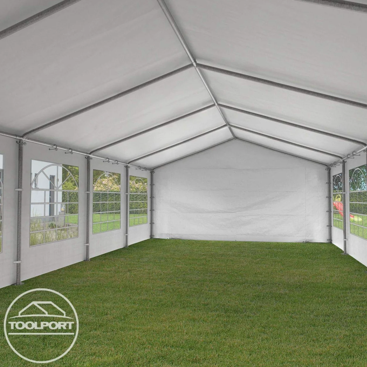 Tendone per feste gazebo 5x10 m bianco PE 350 N impermeabile protezione UV tenda giardino sagre eventi mercati esterno