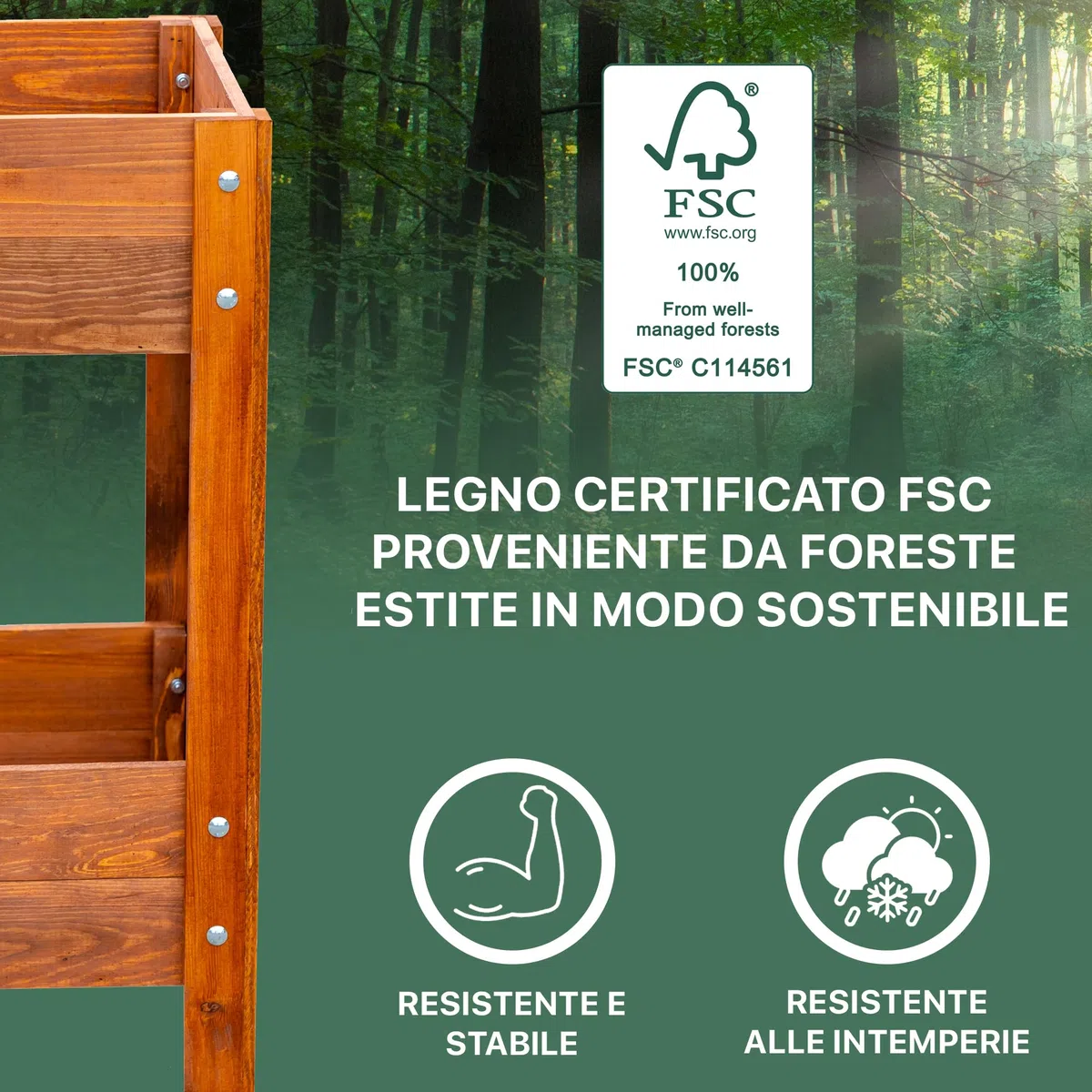 ITA Fioriera Rialzata 80x37x78 cm in Legno Naturale - Aiola con Due Livelli - Perfetta per Giardino, Terrazza, Balcone - Made in EU - Qualità Diretta dal Produttore