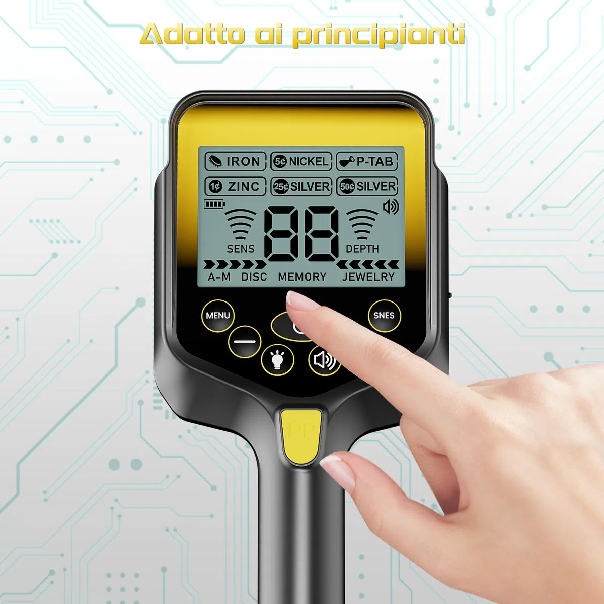 LOLARAN Metal Detector Professionale Pieghevole e Portatile, Batteria Ricaricabile al Litio, Alta Precisione per Oro e Metalli, Schermo LCD, Bobina Impermeabile, Ideale per Principianti e Esperti