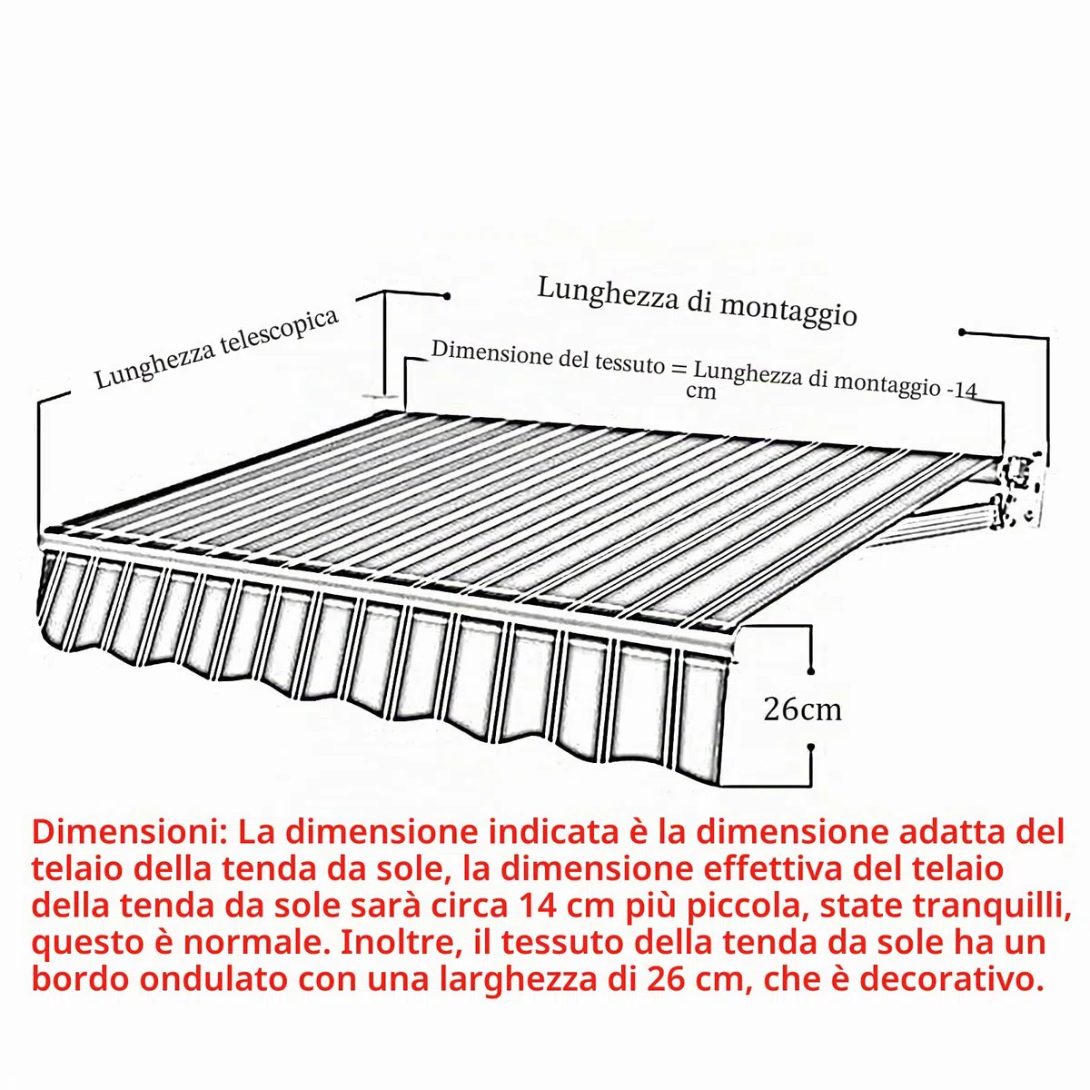 DAZULI Telo di Sostituzione per Tendalino Retrattile, 100% Telo Ombreggiante in Tela per Canapa, Telo di Copertura in Poliestere 280gsm per Tendalino da Giardino (Dimensioni: 8x6,5ft, Colore: Beige)