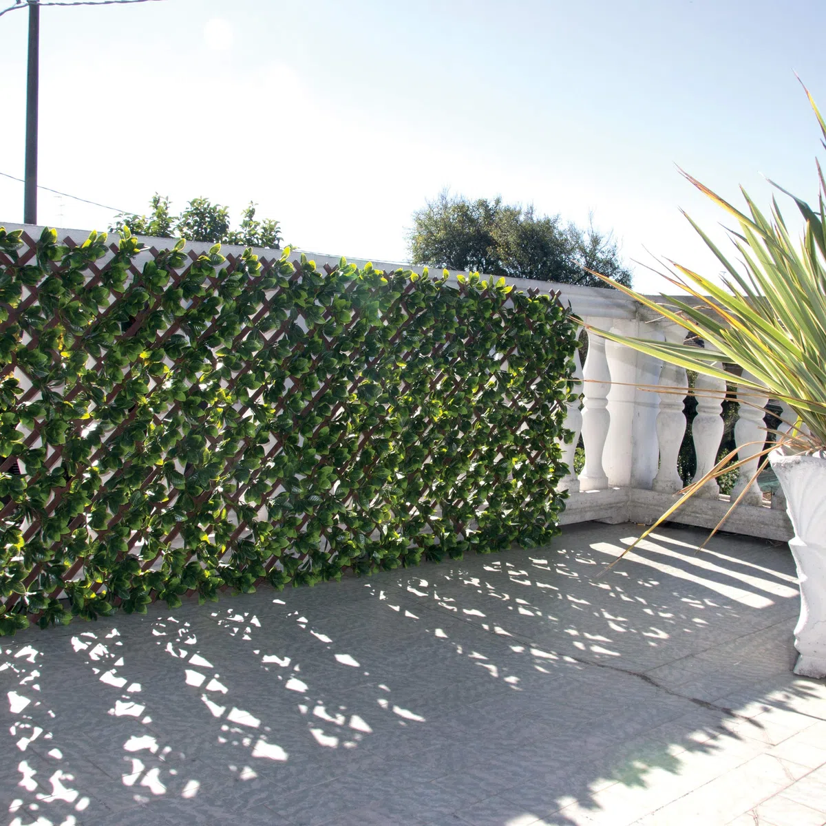TENAX Siepe Artificiale con Foglie 3d su Traliccio Estensibile in PVC, Divy 3D Trellis, 1x2 m