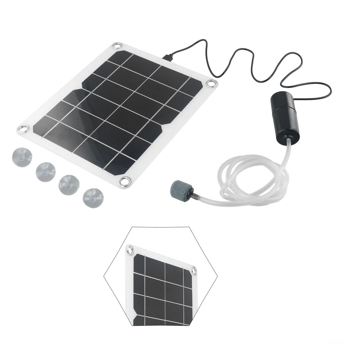 Aeratore solare per stagno, 20 W, monocristallino, pannello solare in silicone, ossigenatore silenzioso, piccolo, per laghetto da pesca all'aperto