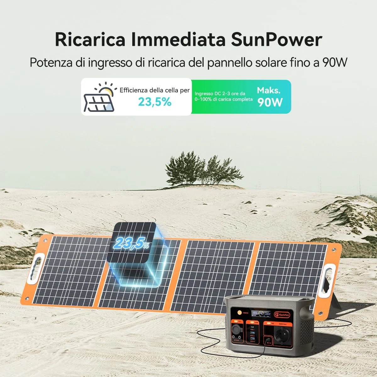 FlashFish E103 Power Station portatile 300 W con batteria LiFePO4 da 179,2 Wh (3000 cicli), ricarica rapida 0-80% in 1 ora e 230 V AC, generatore solare multifunzione per campeggio, esterni, viaggi