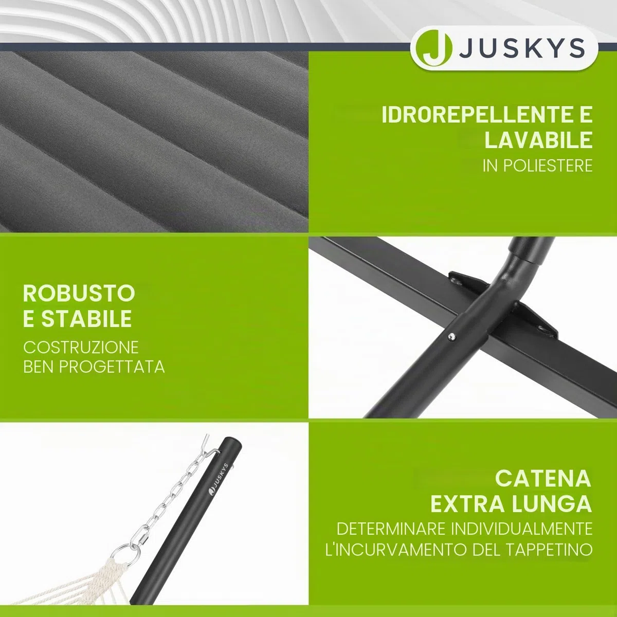 Juskys amaca Cata con telaio e cuscino – Lettino doppio da esterno per due persone – Telaio con capacità di carico fino a 200 kg – Antracite