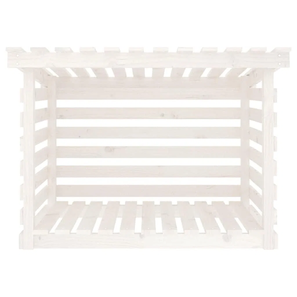 Generico Portalegna Bianco 108x73x79 cm in Legno Massello di Pino,Casa e Giardino,Accessori caminetti e stufe a Legna,Accessori per Porta legna-822228