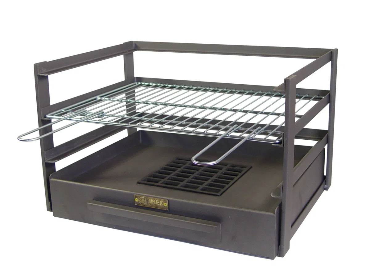 IMEX EL ZORRO 71476.0 Cassetto Barbecue con Griglia Zincata, Nero, 72 x 41 x 35 cm