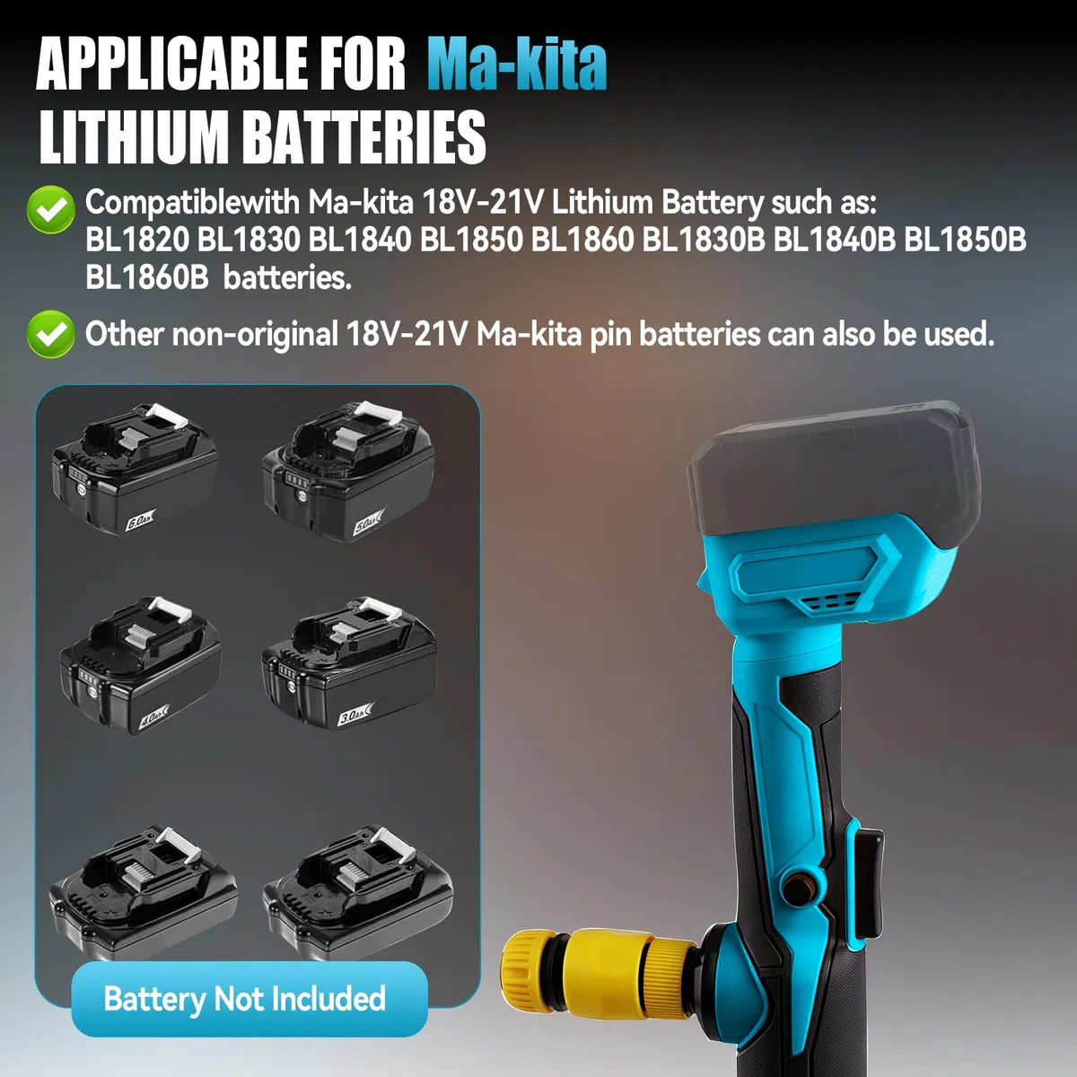 Pompa Trasferimento Acqua Senza Fili Compatibile con Batteria Makita 18V, Pompa Sommergibile Portabile 950 GPH per Piscina/Giardino/Stagno/Barca/Barili di Pioggia (Solo Strumento) (per Makita)