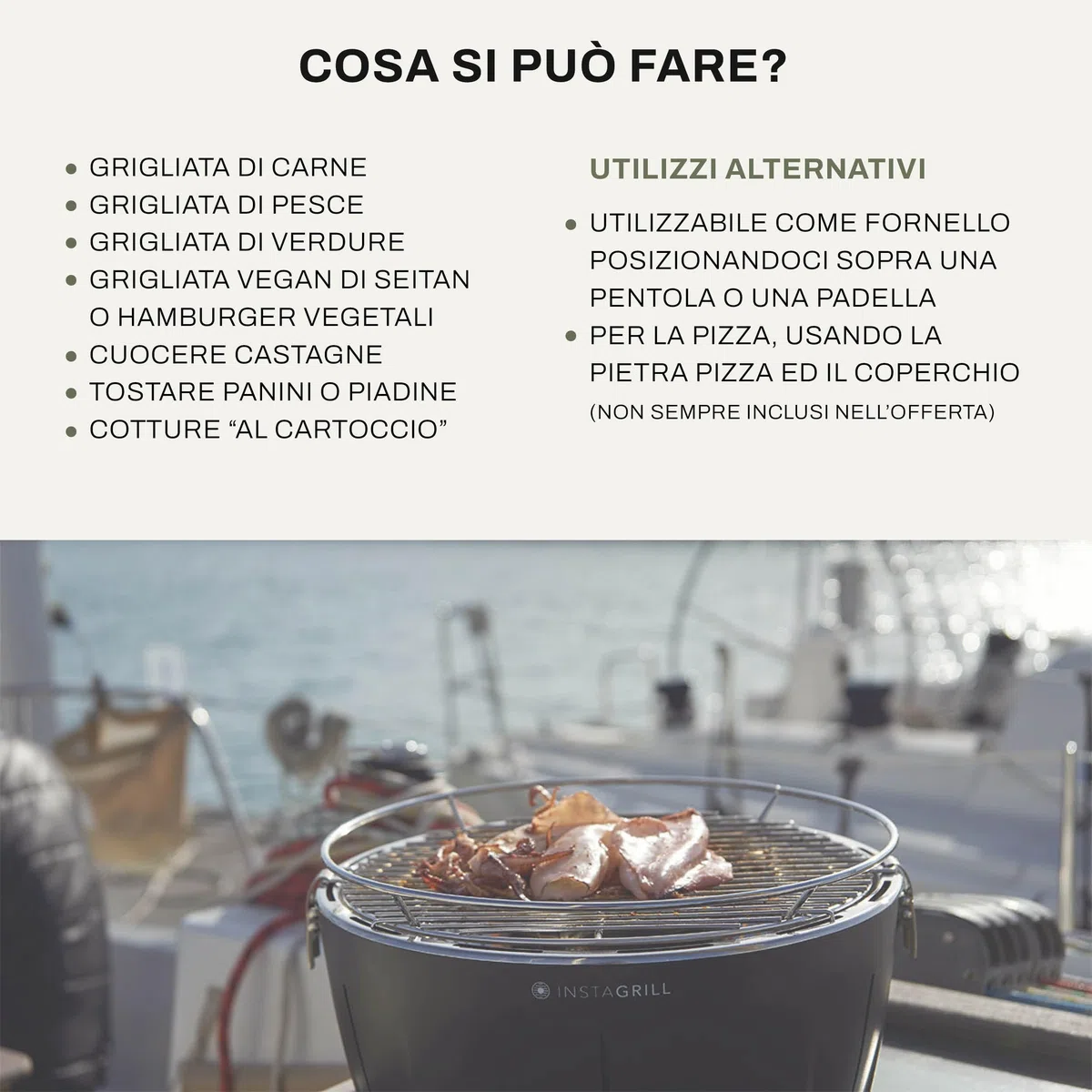 Classe Italy | Grill a Carbonella senza fumo, da Tavolo, da Balcone, Portatile. Include Batteria Ricaricabile, Carbone e Gel per accensione, in soli 5 minuti. Barbecue da Campeggio. PAK Blu Oceano