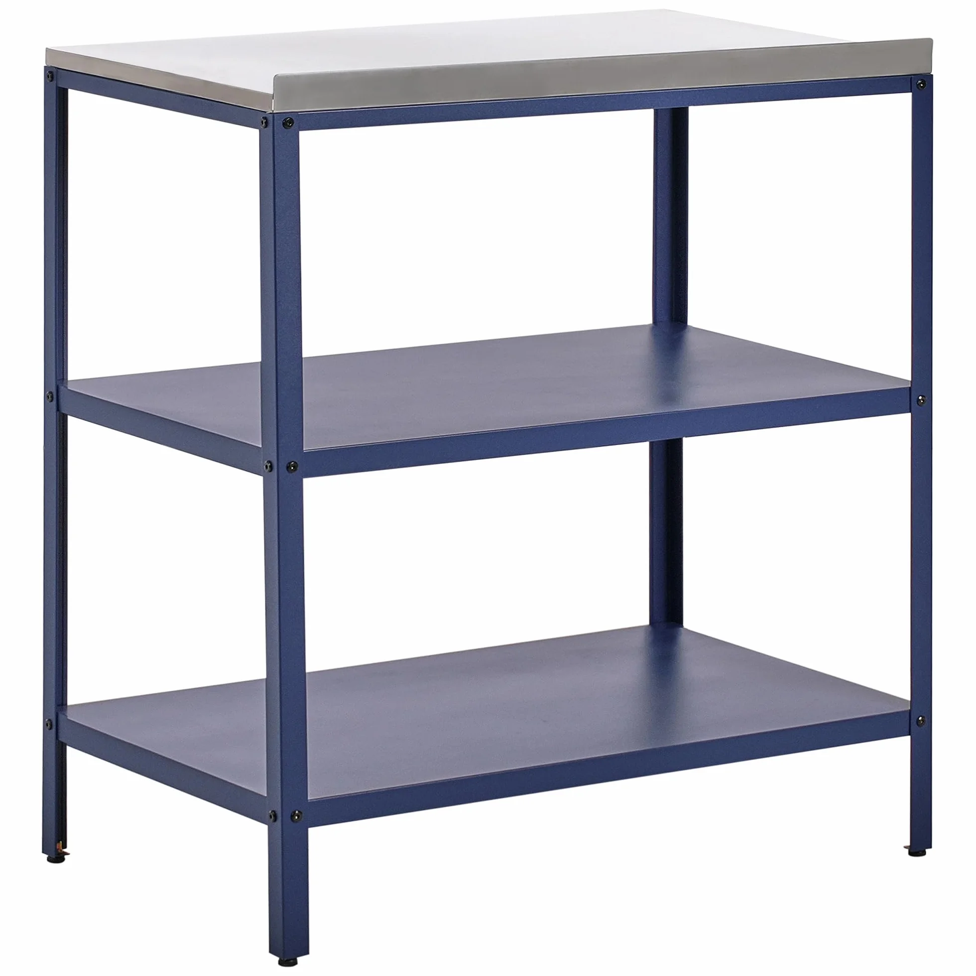 Beliani Isola da Giardino per Esterni Mensole per Cucina Piano in Acciaio Inox Blu 80 x 50 x 92 cm