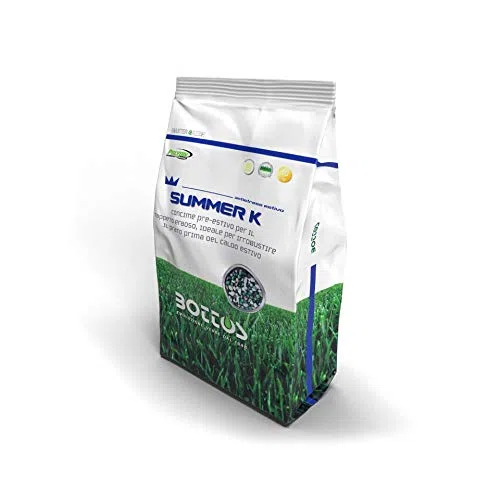 Bottos SUMMER K, Concime Fertilizzante pre-estivo e pre-invernale per Tappeto erboso, Antistress efficace per il prato(dose per 400mq), 10Kg