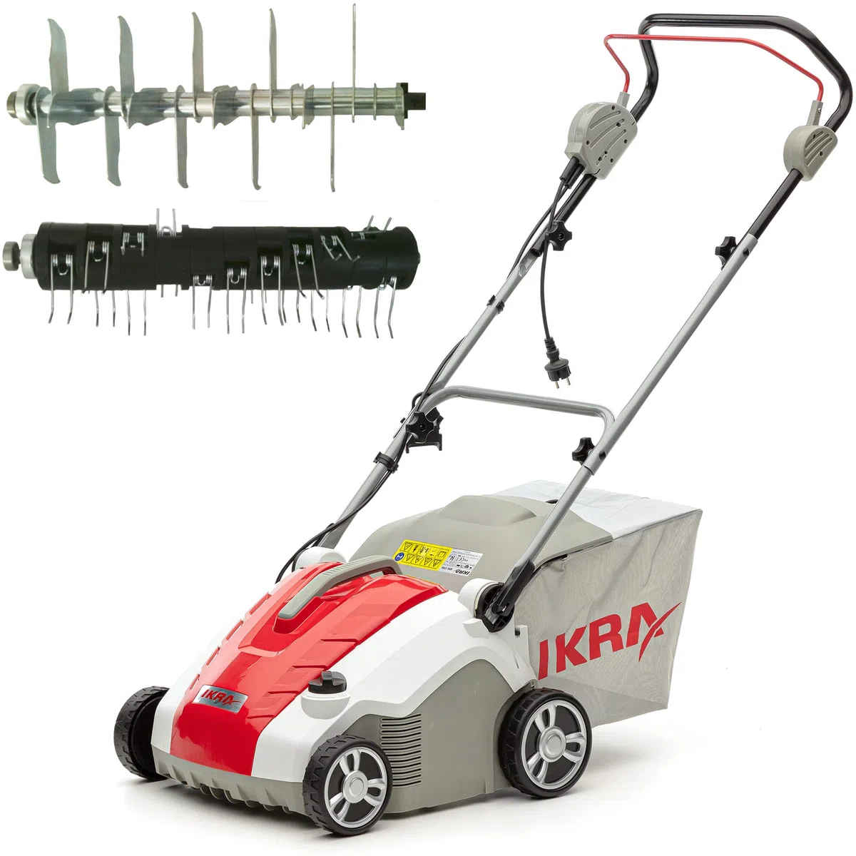 IKRA scarificatore arieggiatore elettrico IEVL 1738, cesto di raccolta 50l, larghezza di lavoro 38cm, profondità di lavoro regolabile