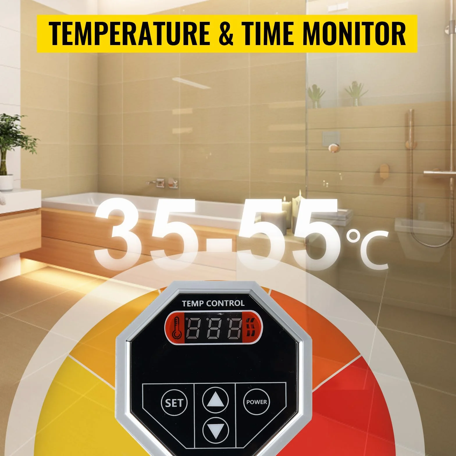 FlowerW Generatore di vapore portatile per sauna da 6 kW, con regolatore digitale di temperatura, timer 6 KW134, nero