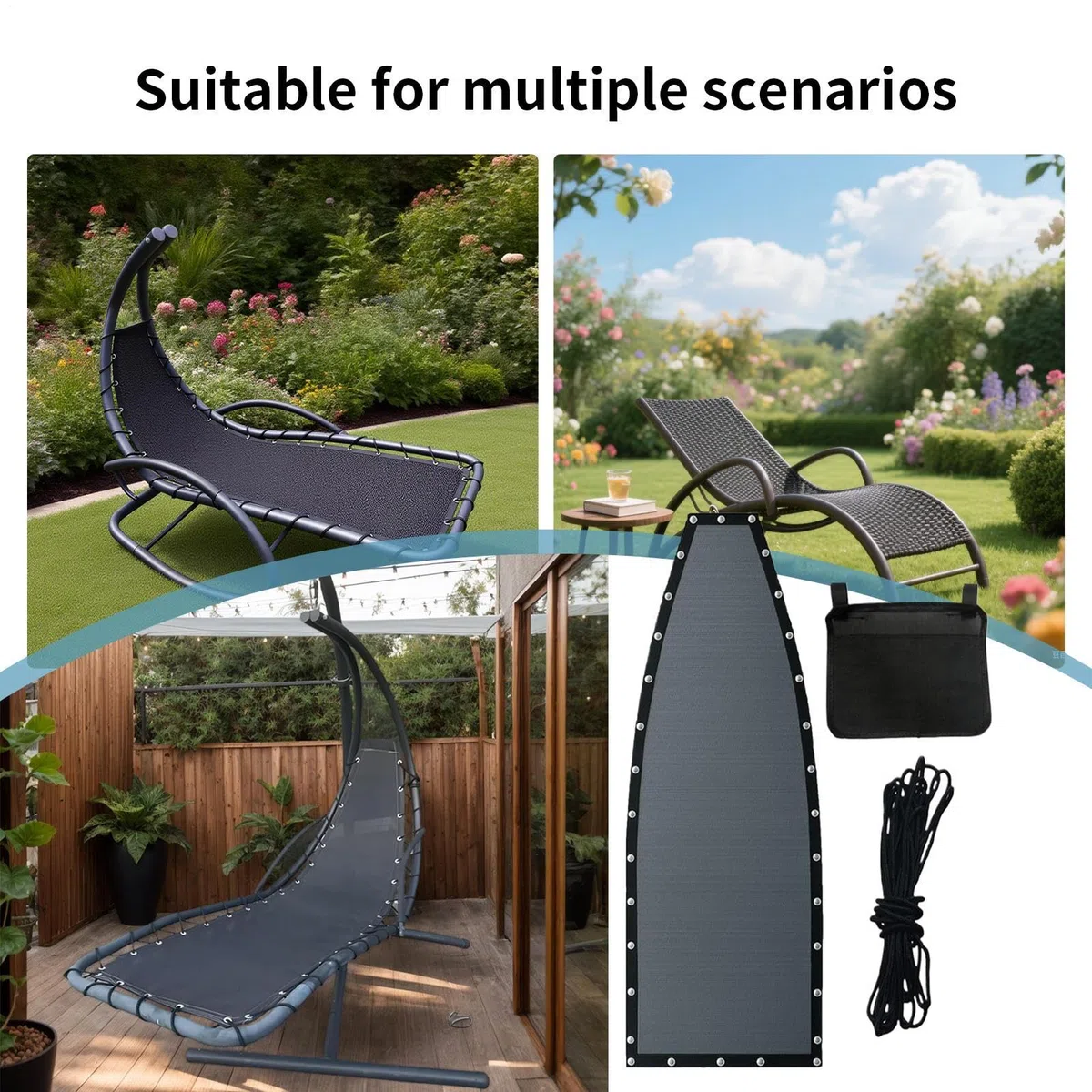 Tessuto di ricambio per sedia a dondolo da giardino, comodo di ricambio per balcone, angolo interno, patio, cortile