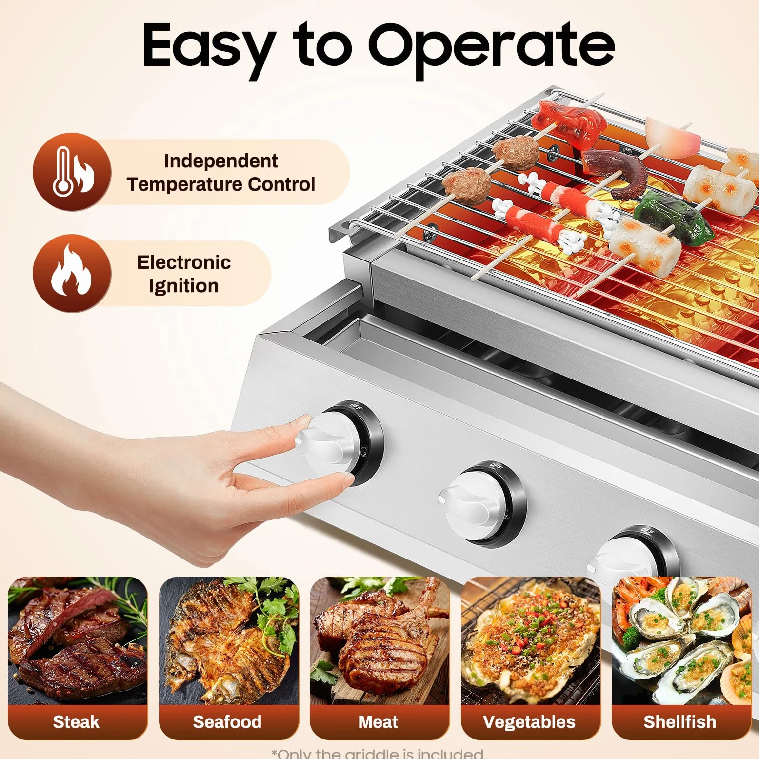 Barbecue a gas 4 bruciatori in acciaio inox 58 x 40 cm, piastra a gas portatile 4 fuochi indipendenti per giardino terrazza campeggio, grill esterno con coperchio 9 5 kg