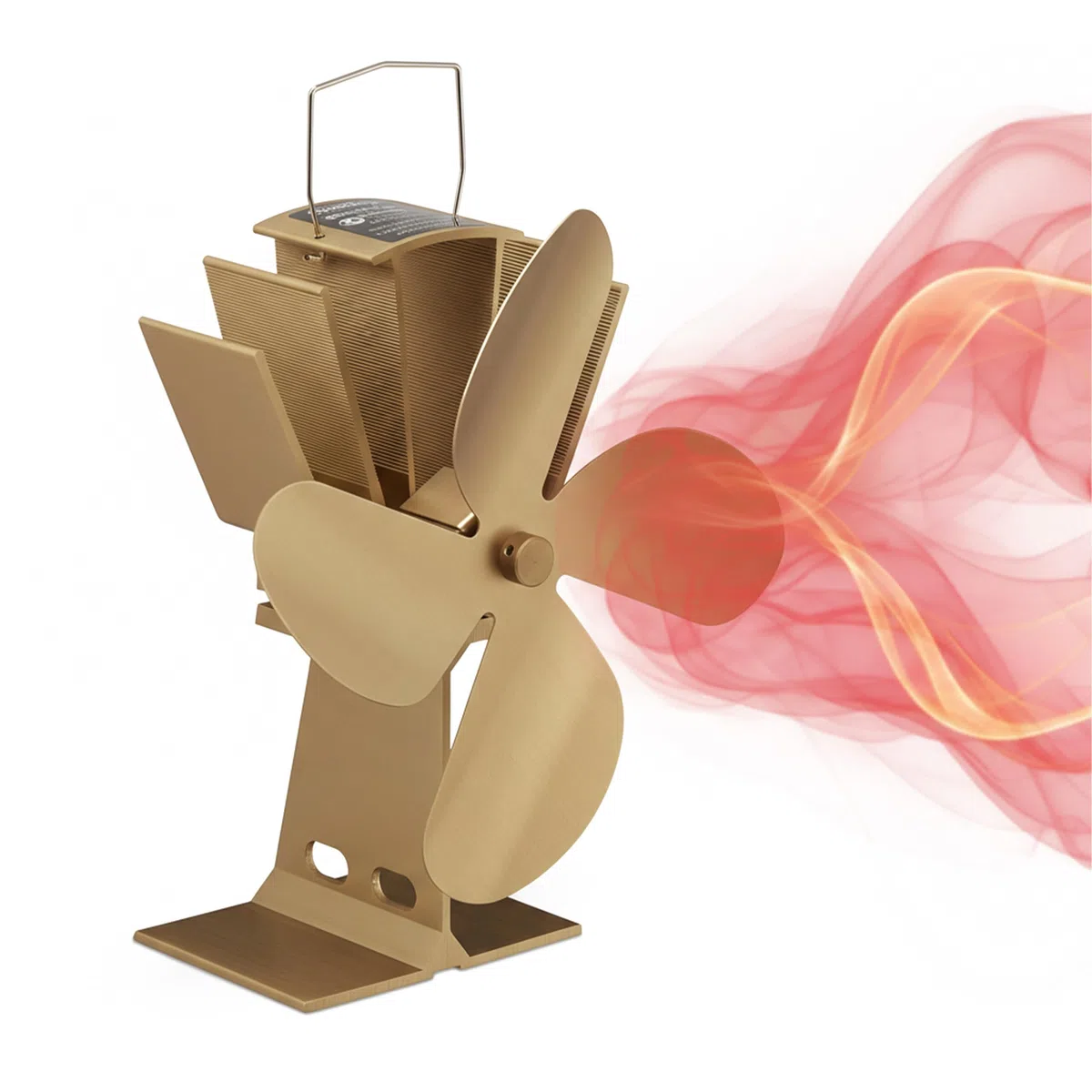 Relaxdays Ventola per Stufa Senza Elettricità, Silenzioso, Ventilatore per Camino & Forno, Accessorio, 4 Pale, Bronzo