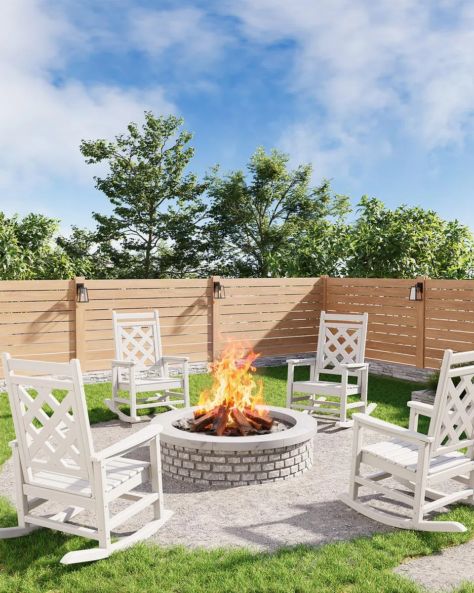 Comfort Superiore - Sedia a Dondolo Da Giardino Adirondack in HDPE, Schienale Alto, Resistente Alle Intemperie, Capacità Di Carico 380 kg, Ideale Per Terrazza, Patio, Piscina o Veranda