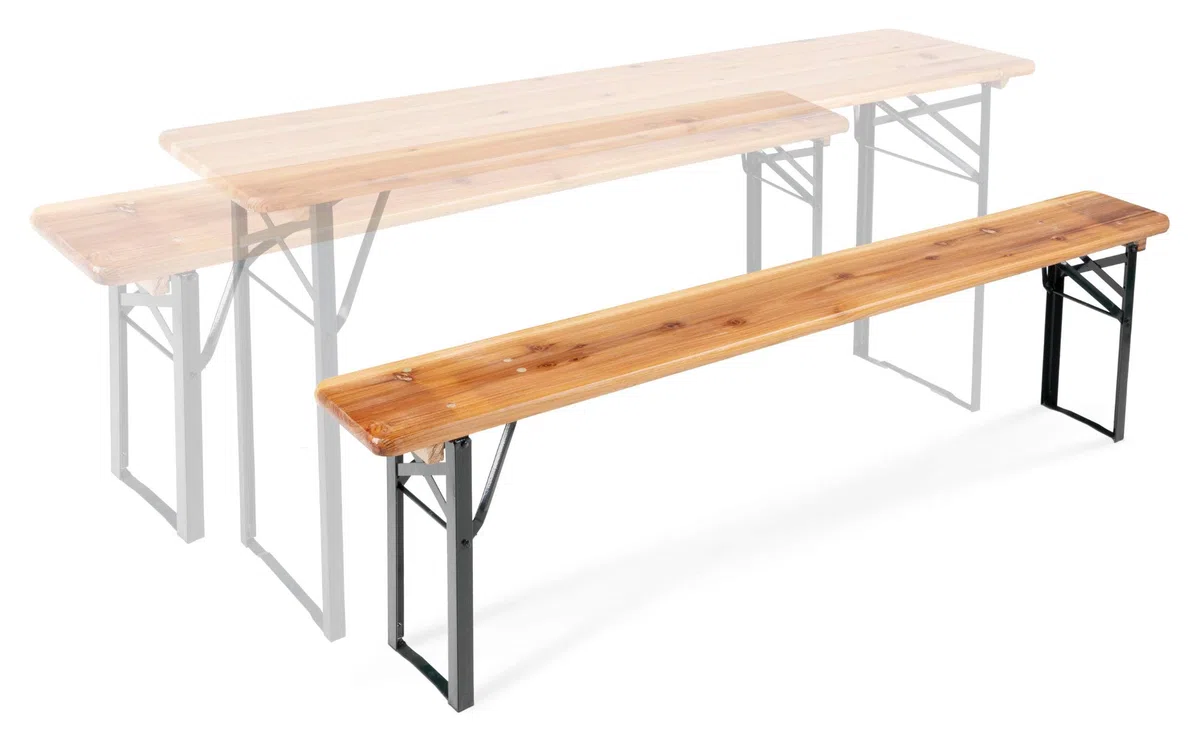 Stagecaptain BBB-180 Hirschgarten Panca Da Birreria Set 2x - 2 panche robuste e lunghe (177 cm) - Cerniere metalliche stabili - Superficie verniciata - Pieghevole - Seduta in legno - Naturale