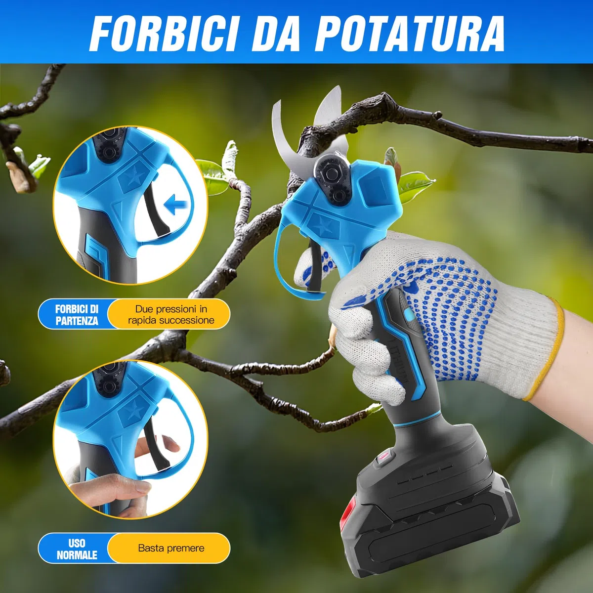 Cesoie a Batteria Per Potatura，Seghetto a Batteria，Kit Motosega e Forbici a Batterry，2 Batterry 48v 2000mah,Viene Fornito Con Catena e Forbici.