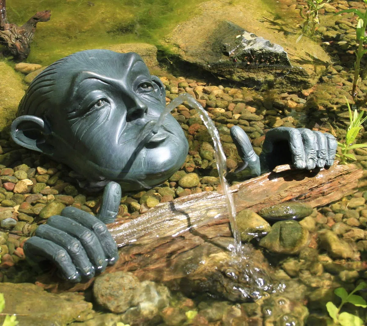 Aquascape Fontana per laghetto e giardino, in ottone resina, patina