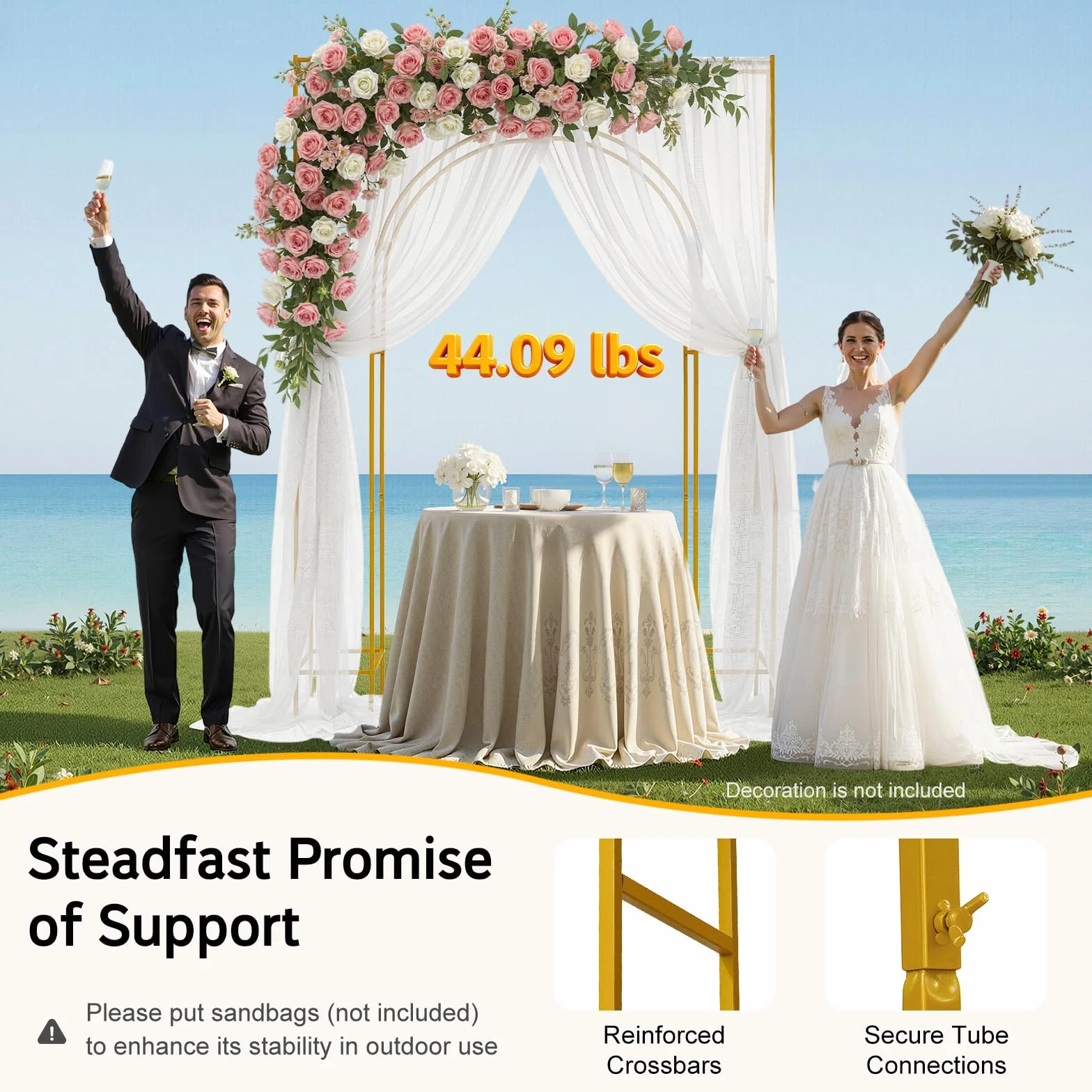 Arco per matrimonio, doppio strato, rettangolare, in metallo, arco per palloncini, per interni ed esterni, matrimoni, feste, giardino, banchetti