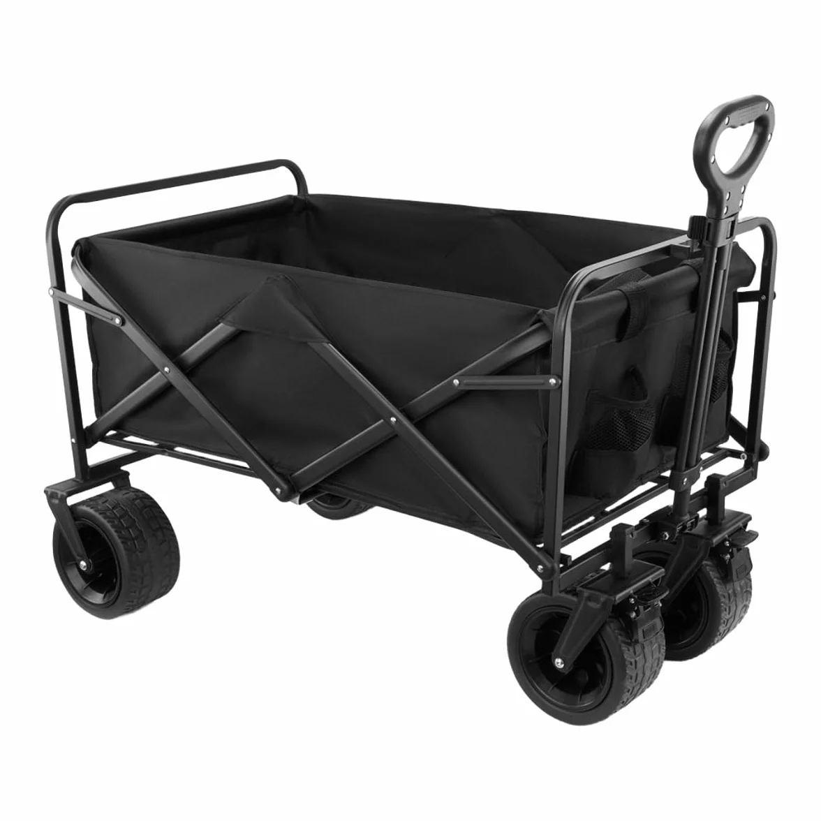 HyperMotion Carrello Pieghevole con Ruote Portatutto 80L, Carrello da Giardino e Campeggio in Acciaio, 79x49x92 cm, Chiusura Rapida, 4 Ruote Girevoli, Nero