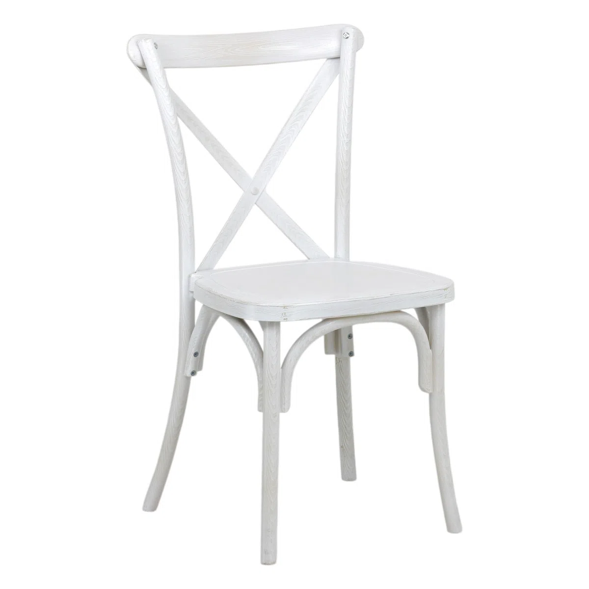 Totò Piccinni Sedia CROSS in POLIPROPILENE in KIT design Vintage EFFETTO LEGNO Croce Impilabile (Bianco Shabby Effetto Legno, 4 Pz)