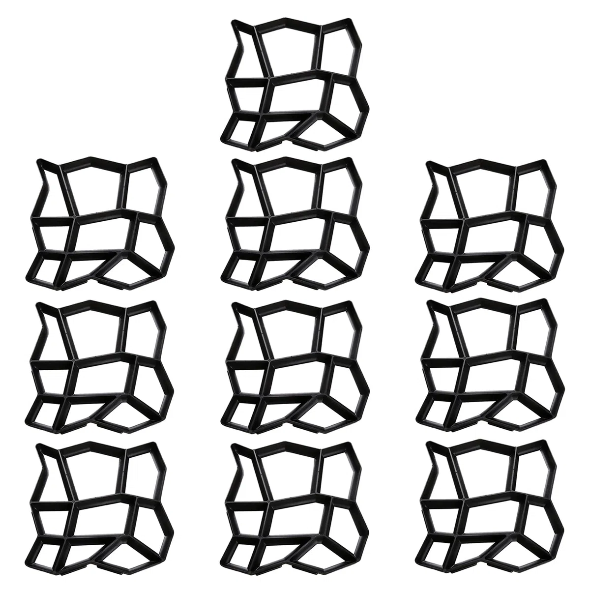 Randaco 10 Pezzi Stampo in Cemento, Stampo in plastica per calcestruzzo da giardino, Pavimentazione di Pietra Cemento Forma per esterni terrazze 43 x 43 x 4 cm