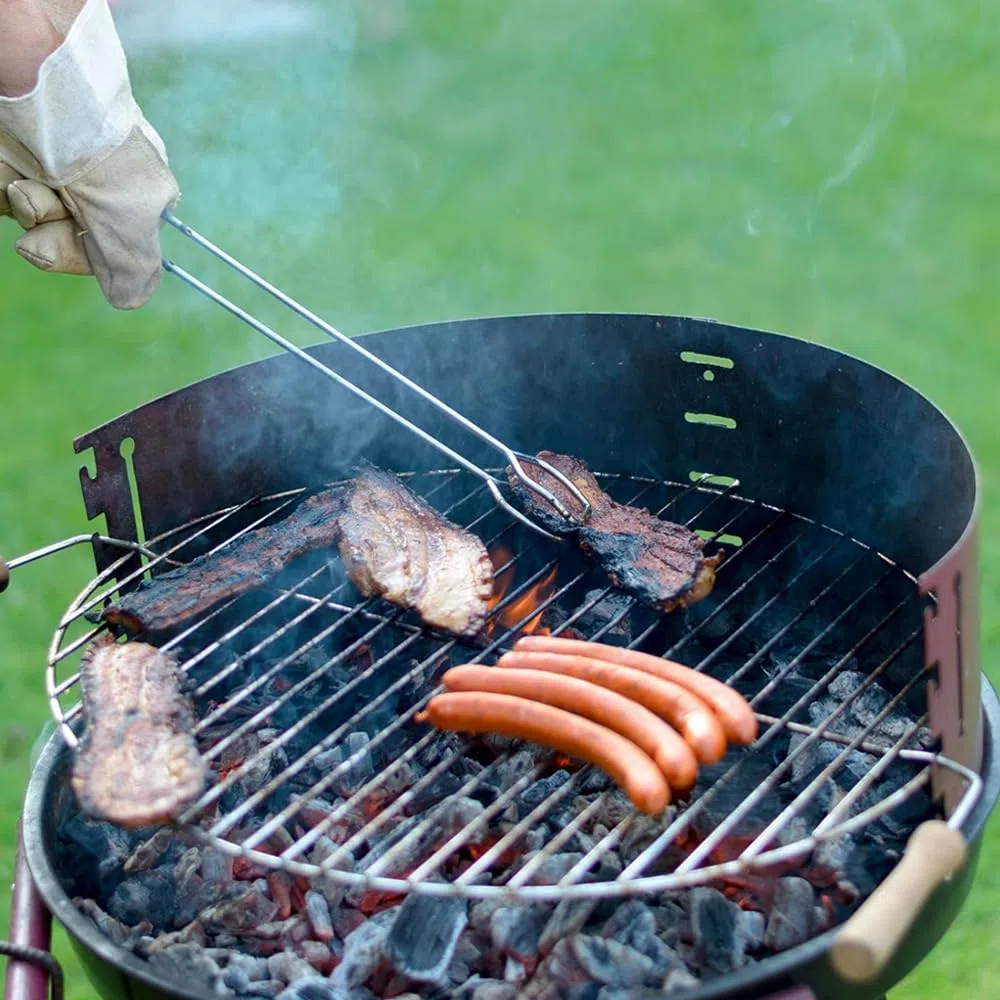 Avilia Barbecue Tondo 44x76x76cm con Griglia Rimovibile 39cm, Acciaio Inox, Manici Pieghevoli, Facile da Trasportare e Riporre, Sicuro e Resistente