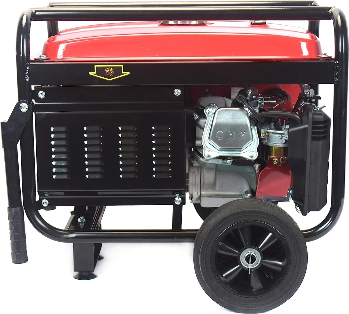 Generatore di Corrente 3000W Benzina 4 tempi con 2 prese 230V con Avviamento Automatico a Chiave e Batteria Portatile con Ruote